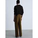 Straight Pleated Trousers - Khaki