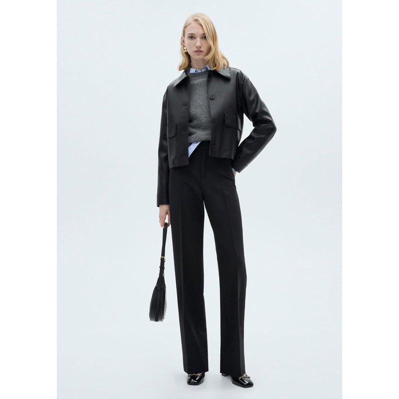 Pantalón recto plisado - Negro