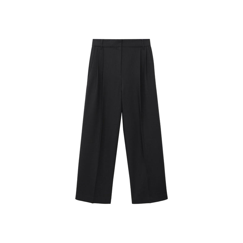 Pantalón recto plisado - Negro