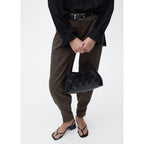 Buttoned-Hem Wide-Leg Trousers