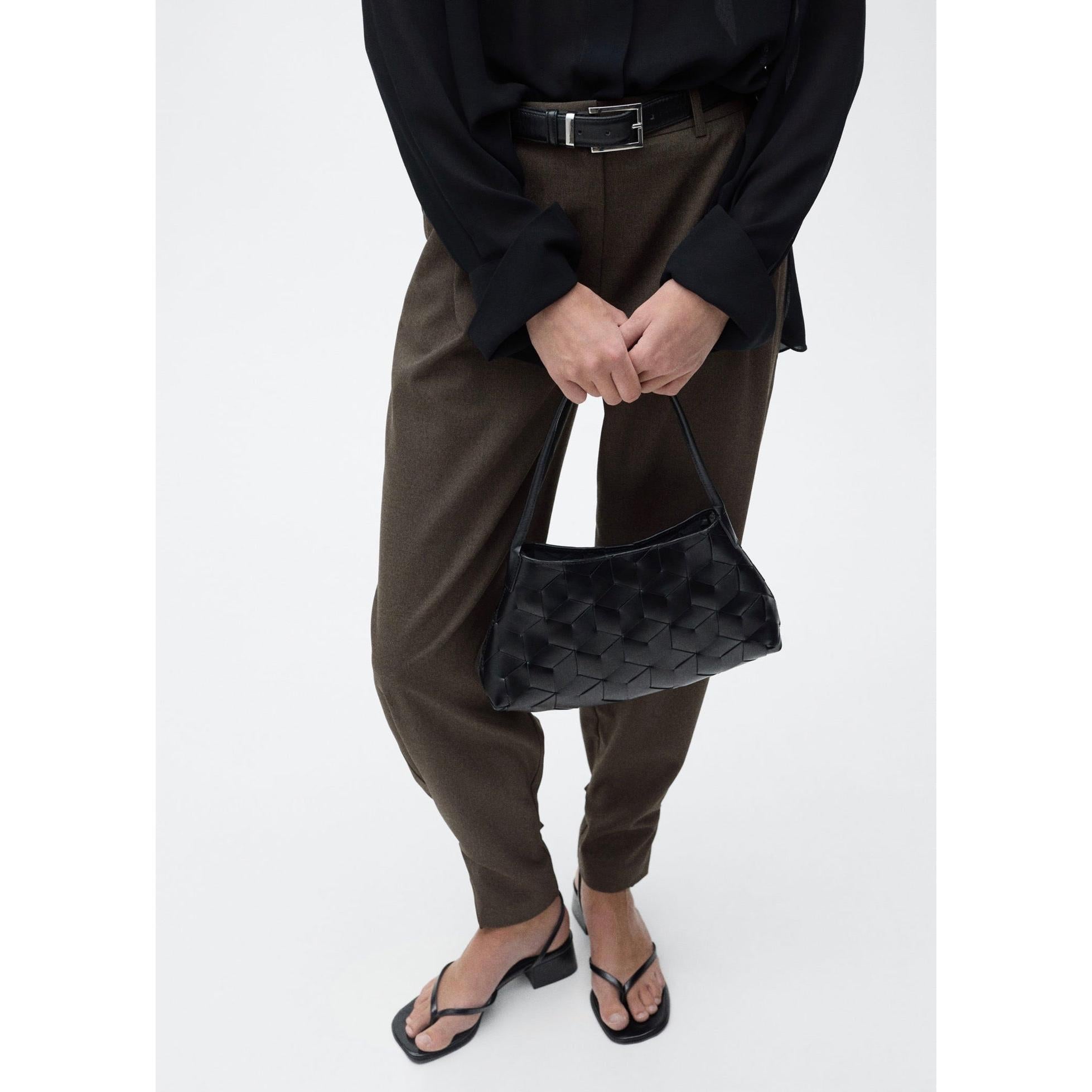 Buttoned-Hem Wide-Leg Trousers