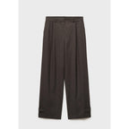 Buttoned-Hem Wide-Leg Trousers