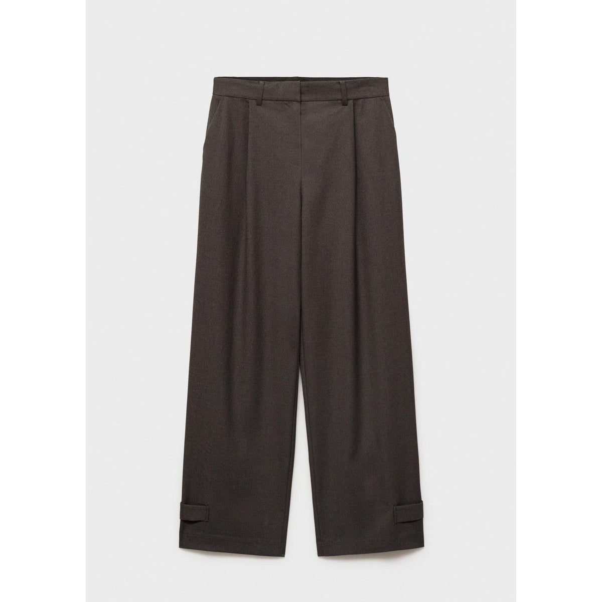 Buttoned-Hem Wide-Leg Trousers