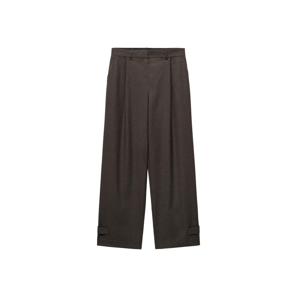Buttoned-Hem Wide-Leg Trousers