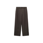 Buttoned-Hem Wide-Leg Trousers