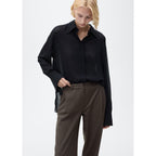 Buttoned-Hem Wide-Leg Trousers