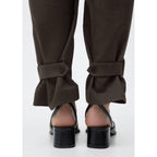 Buttoned-Hem Wide-Leg Trousers