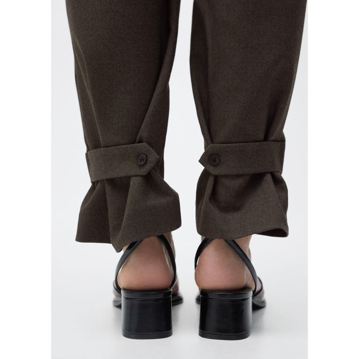 Buttoned-Hem Wide-Leg Trousers