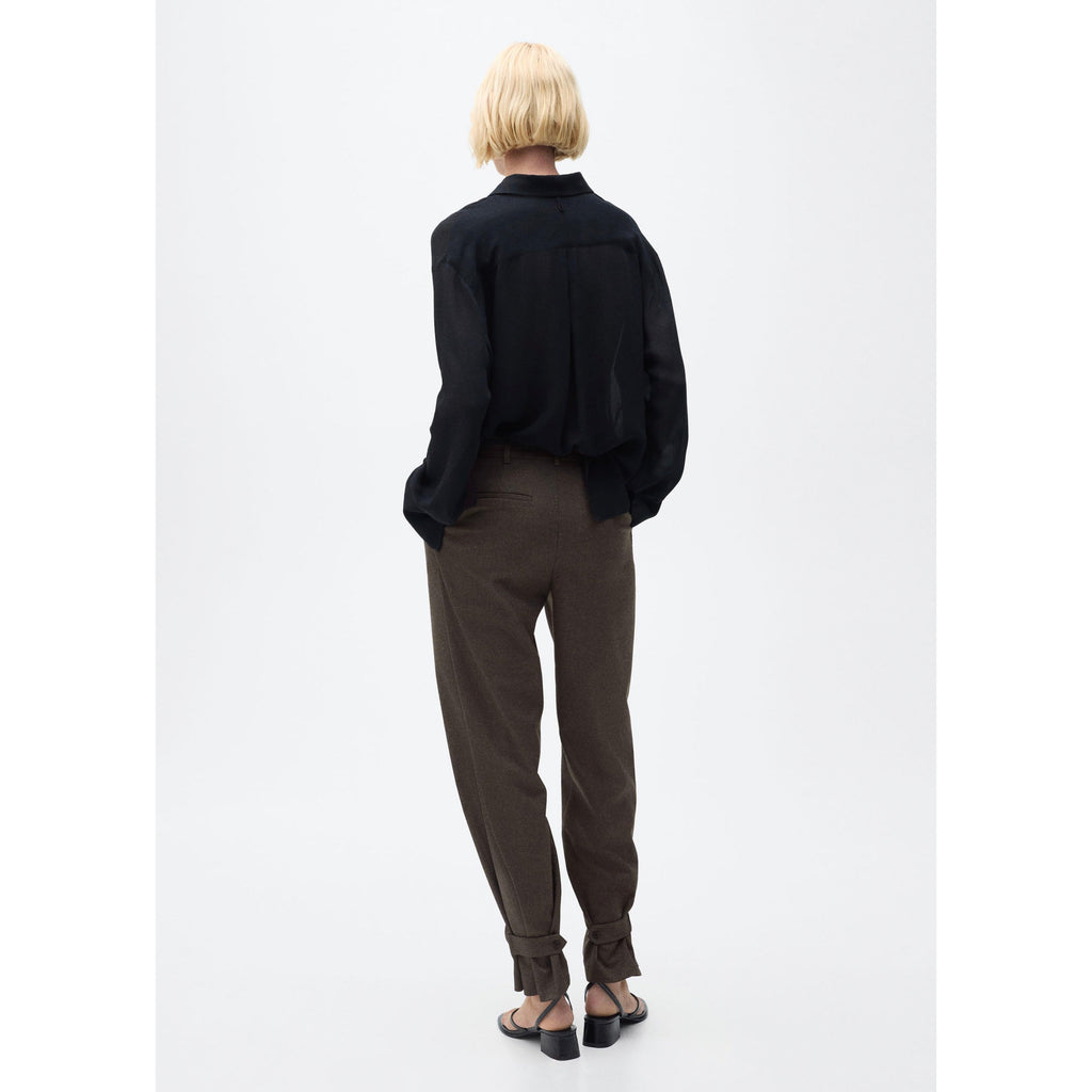 Buttoned-Hem Wide-Leg Trousers