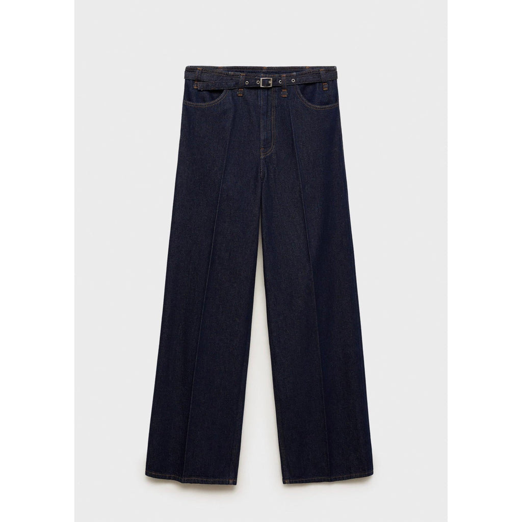 Wide-Leg-Jeans Rinse Wash mit Gürtel - Open Blue