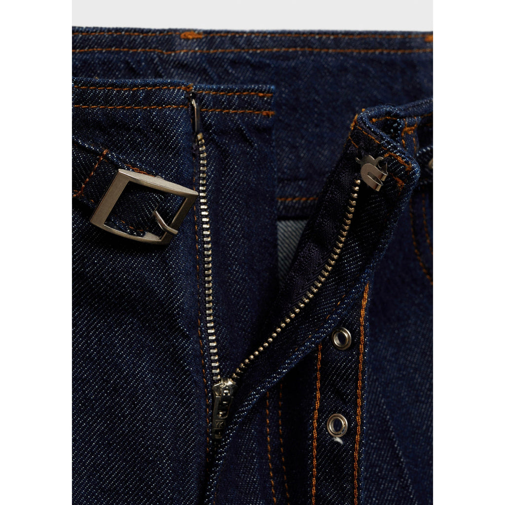 Wide-Leg-Jeans Rinse Wash mit Gürtel - Open Blue