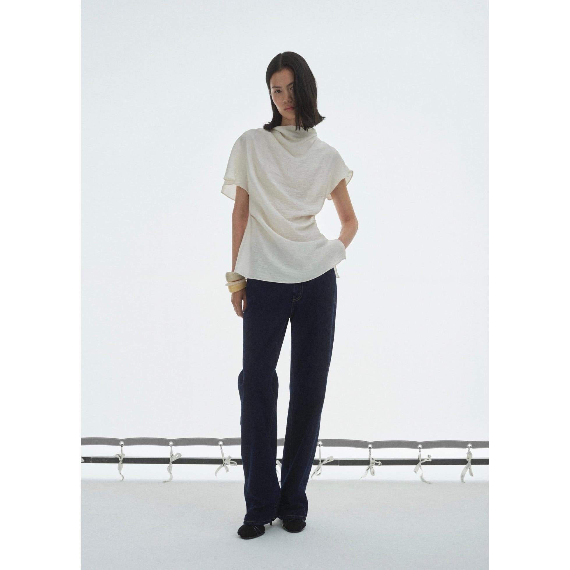 Vaqueros Rectos de Talle Alto Rinse Wash - Open Blue