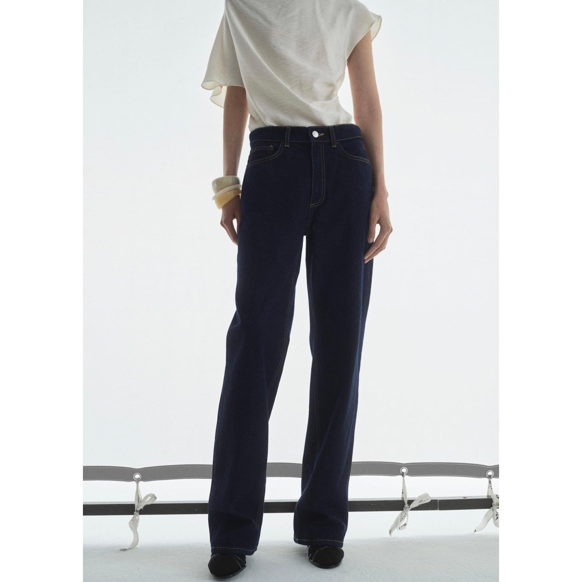 Vaqueros Rectos de Talle Alto Rinse Wash - Open Blue