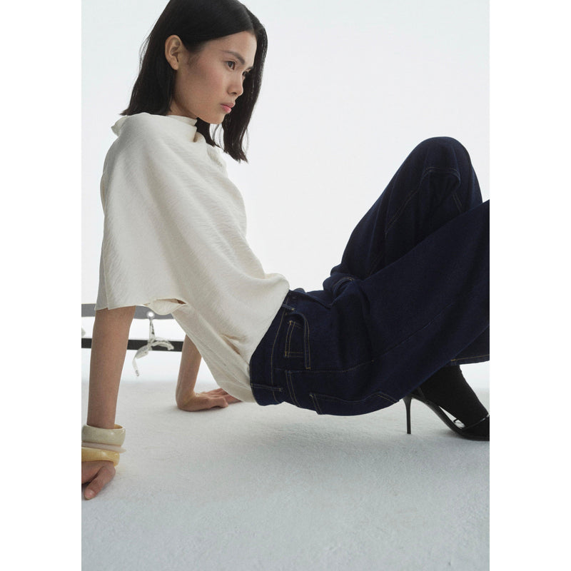 Jean Droit Taille Haute Rinse Wash - Open Blue