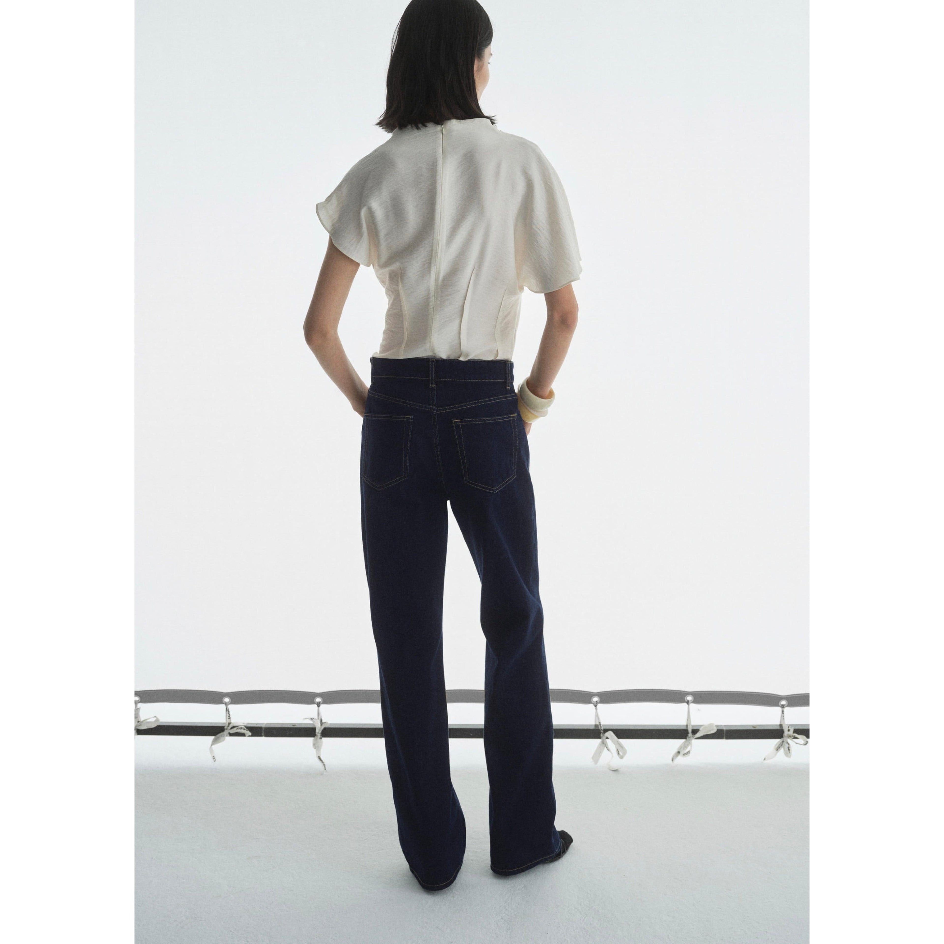 Vaqueros Rectos de Talle Alto Rinse Wash - Open Blue