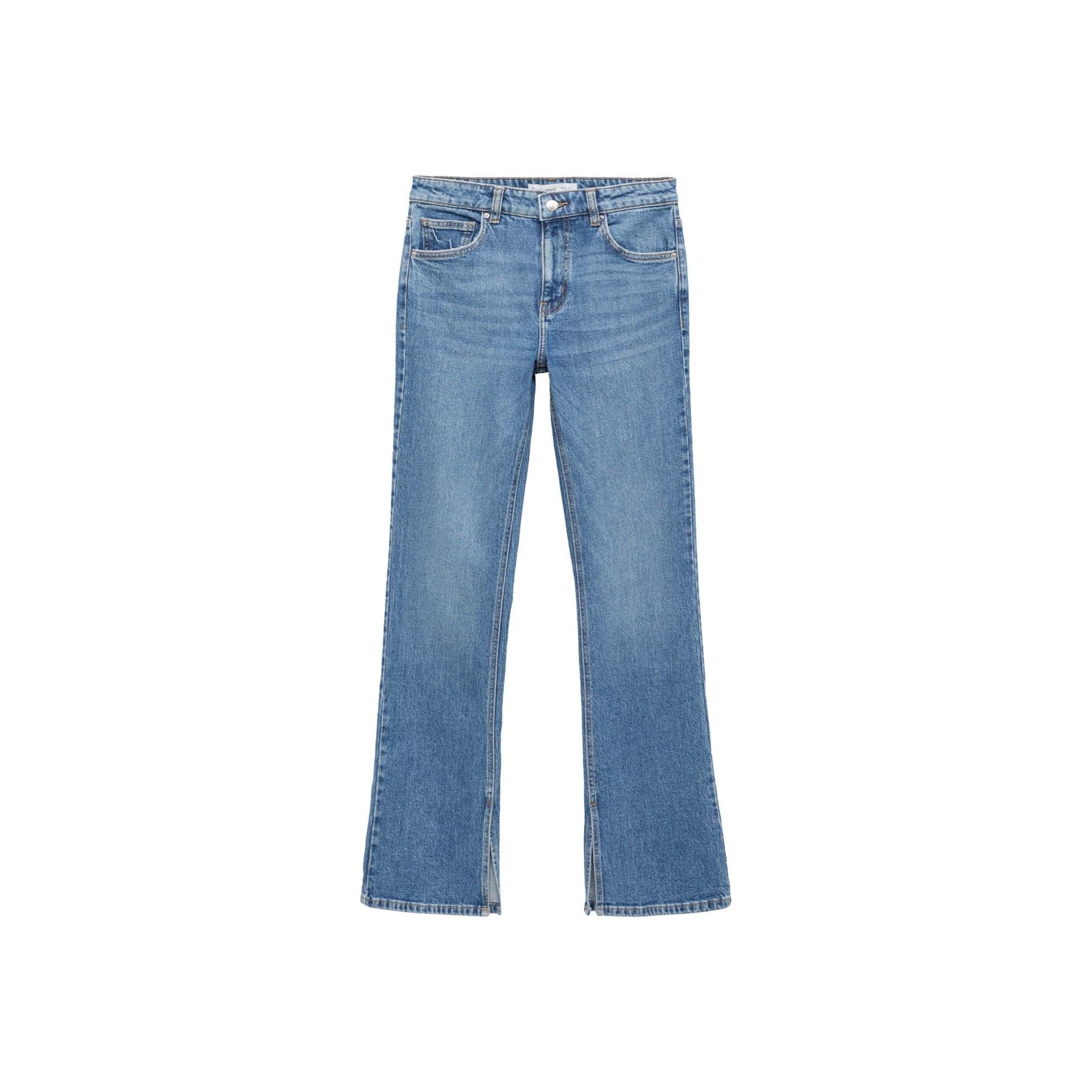 Vaquero Recto Talla Normal con Aberturas - Azul Medio