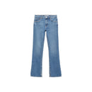 Jeans Rectos Aberturas De Cintura Normal - Azul Medio