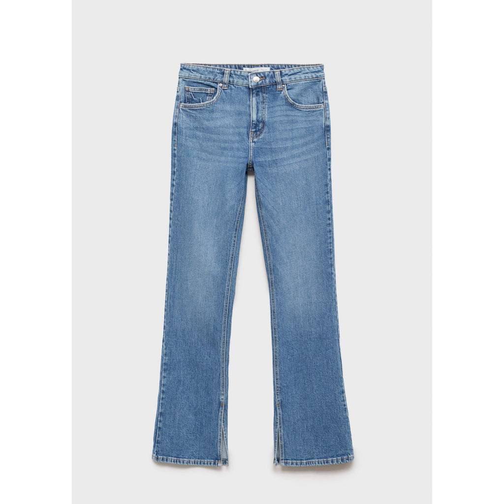 Vaquero Recto Talla Normal con Aberturas - Azul Medio