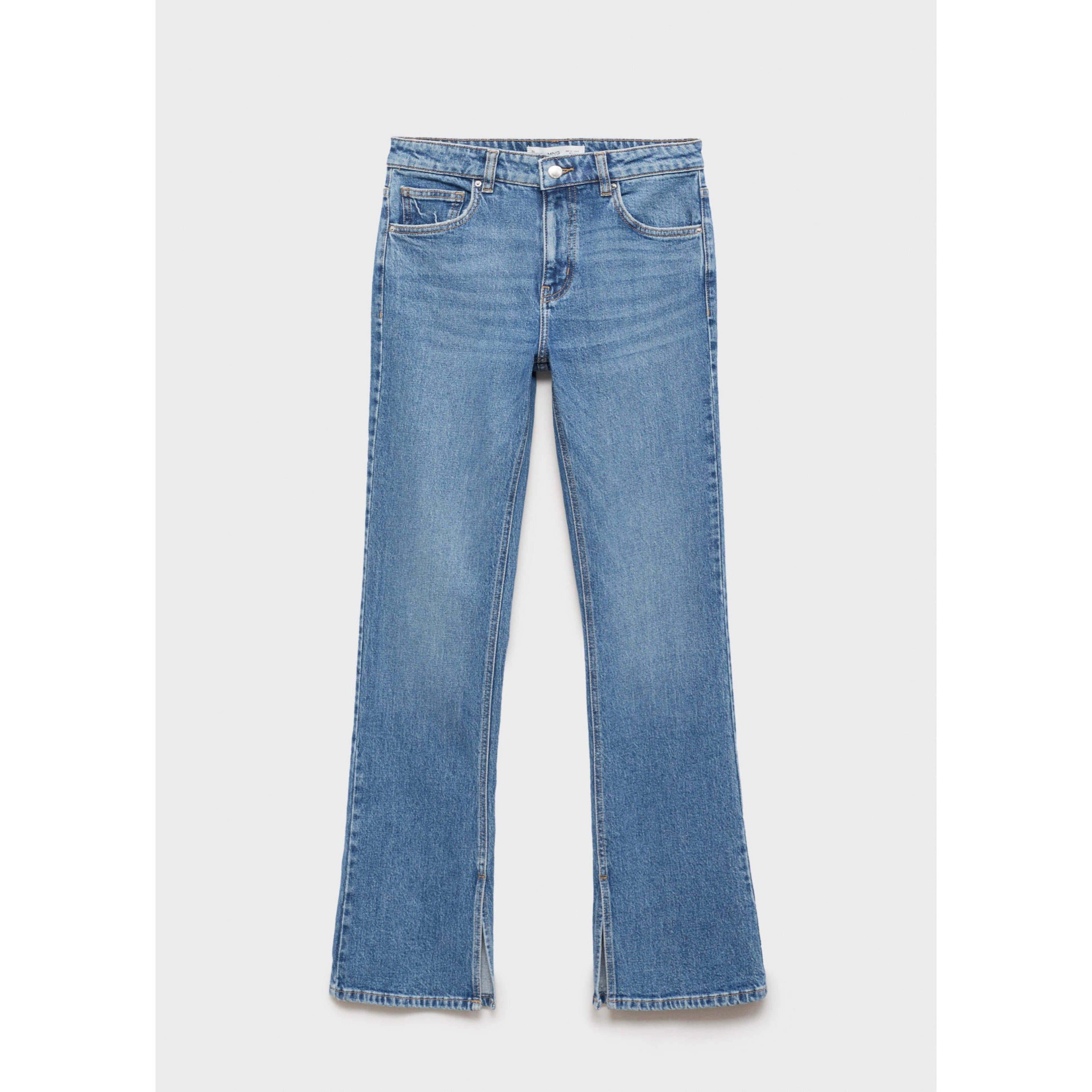 Vaquero Recto Talla Normal con Aberturas - Azul Medio
