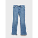 Jeans Rectos Aberturas De Cintura Normal - Azul Medio