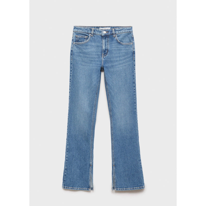 Jeans Rectos Aberturas De Cintura Normal - Azul Medio