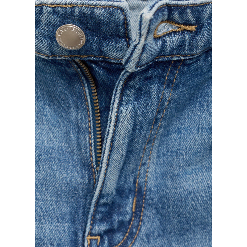 Jeans Rectos Aberturas De Cintura Normal - Azul Medio