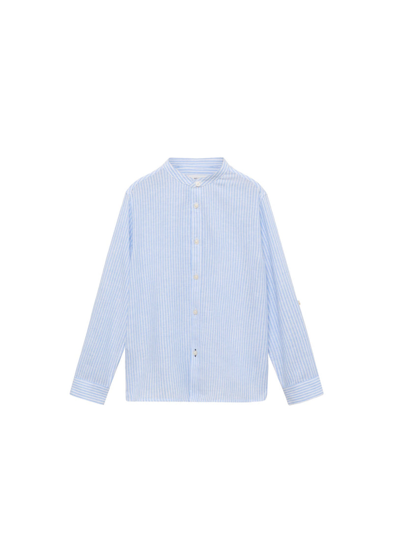 Chemise Rayée En Coton Et Lin - Azul - Garçon