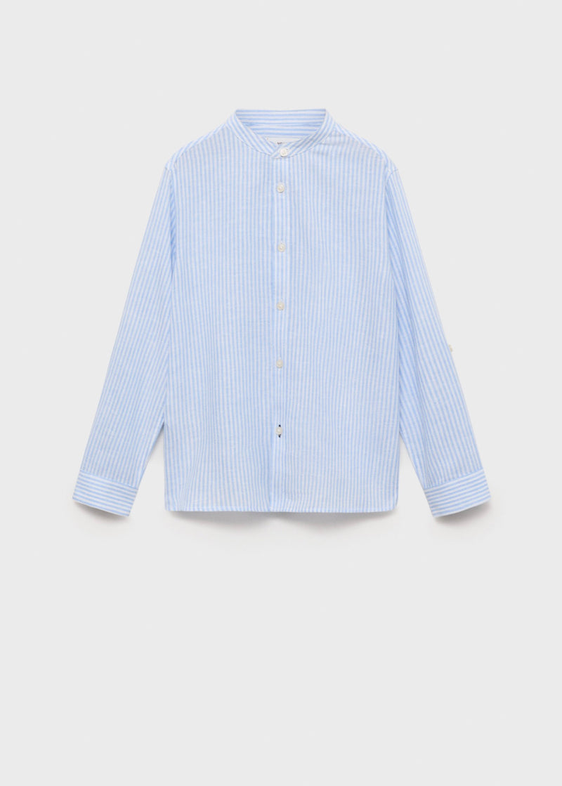 Chemise Rayée En Coton Et Lin - Azul - Garçon