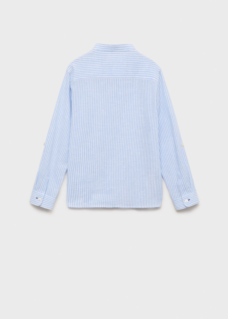 Chemise Rayée En Coton Et Lin - Azul - Garçon