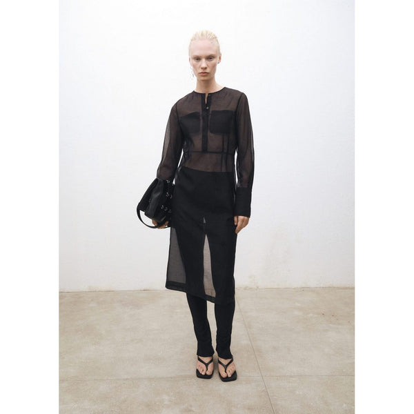 Robe Midi Semi-Transparente En Soie Mélangée