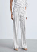 Pantalon Droit À Rayures - White