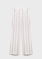 Pantalon Droit À Rayures - White