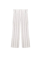 Pantalon Droit À Rayures - White