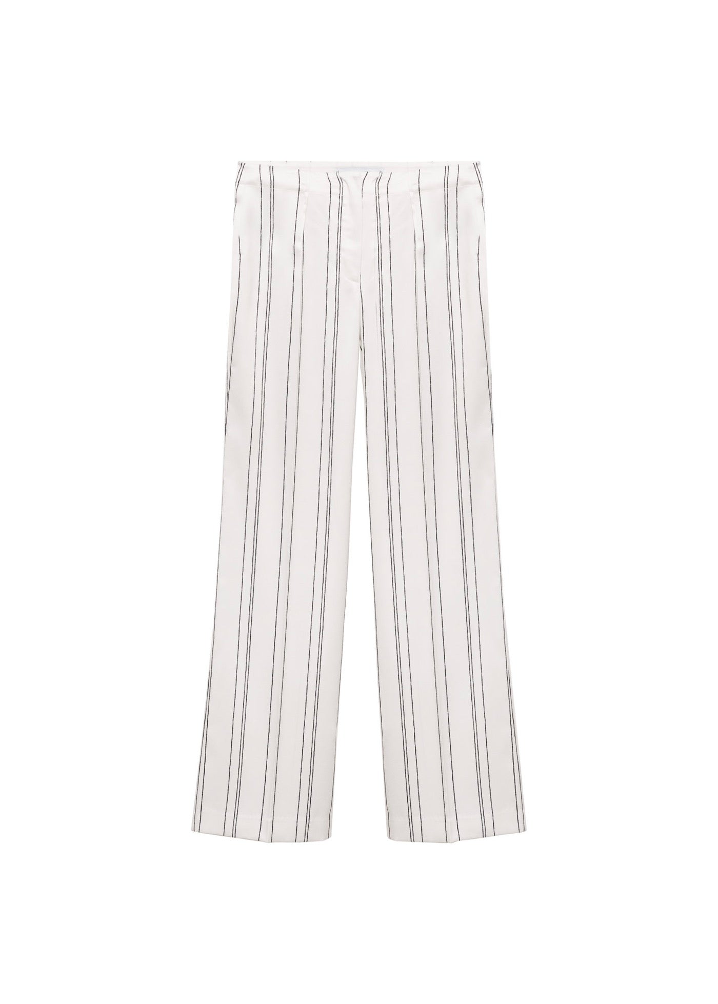 Pantalon Droit À Rayures - White
