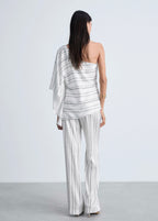 Pantalon Droit À Rayures - White