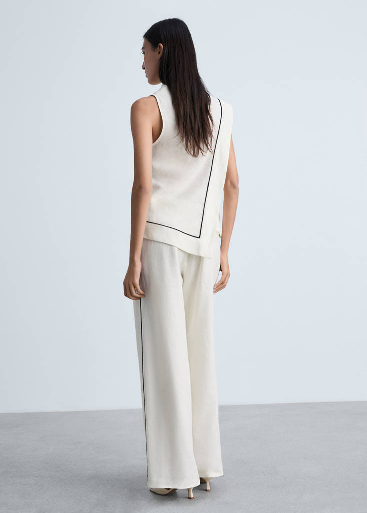 Pantalon Lin Rayures Contrastées