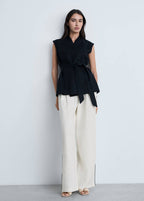 Pantalon Lin Rayures Contrastées