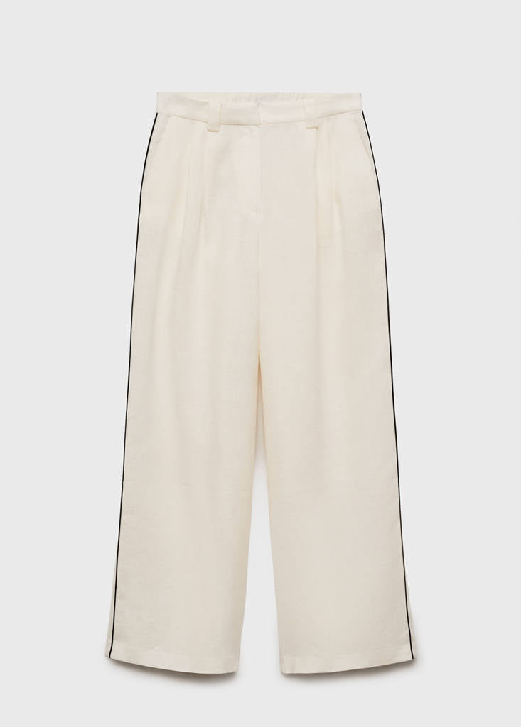 Pantalon Lin Rayures Contrastées
