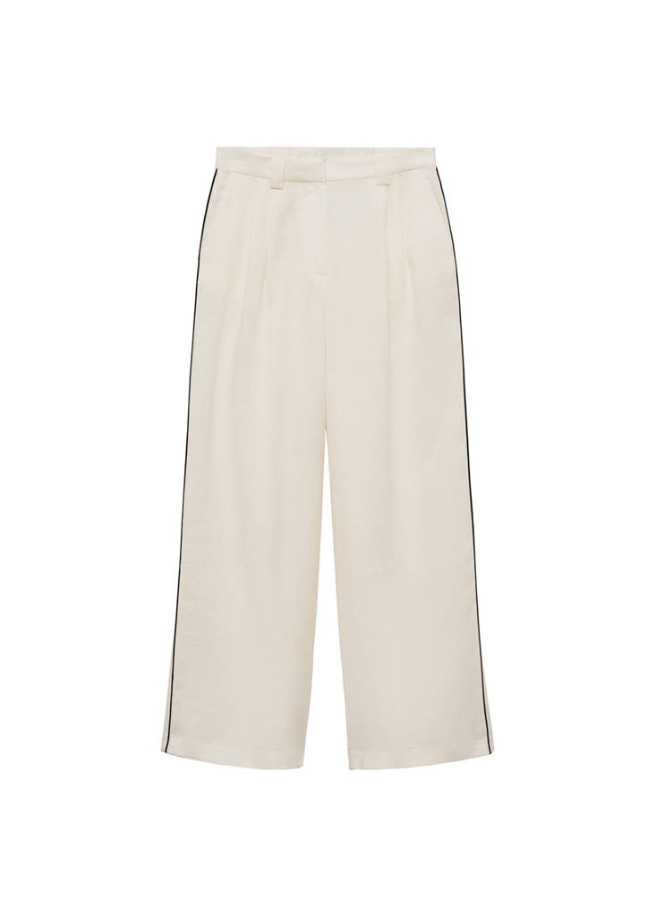 Pantalon Lin Rayures Contrastées