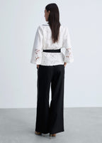 Pantalon Lin Rayures Contrastées