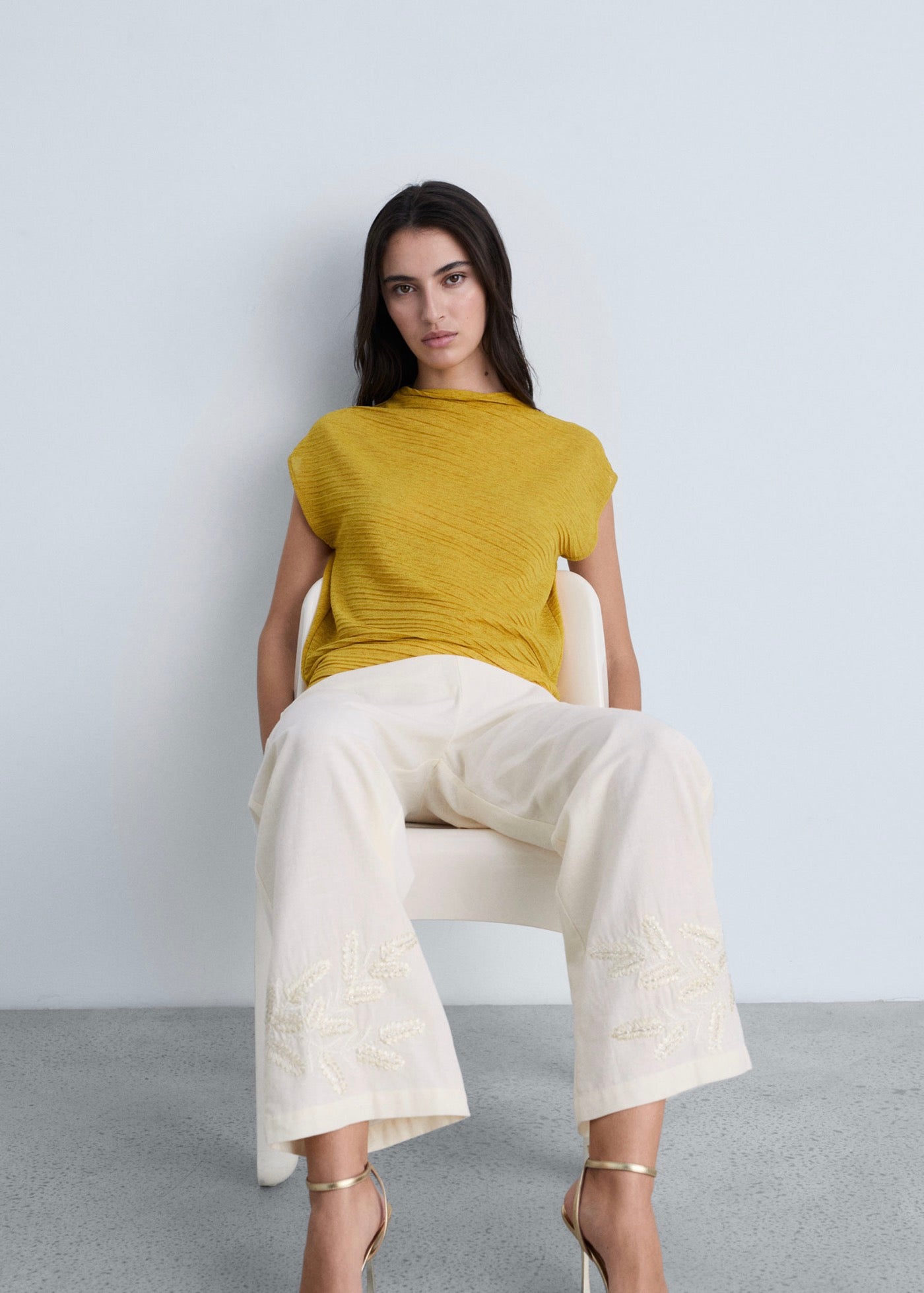 Pantalon Droit Brodé