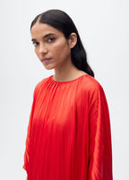 Robe Plissée À Manches Trois-Quarts