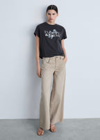Cotton T-Shirt with Printed Message - Charcoal