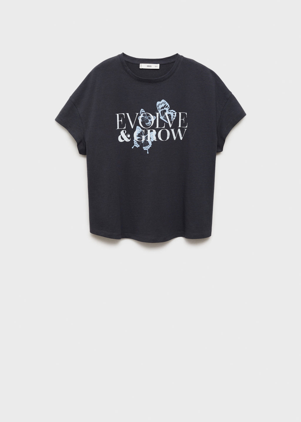Cotton T-Shirt with Printed Message - Charcoal