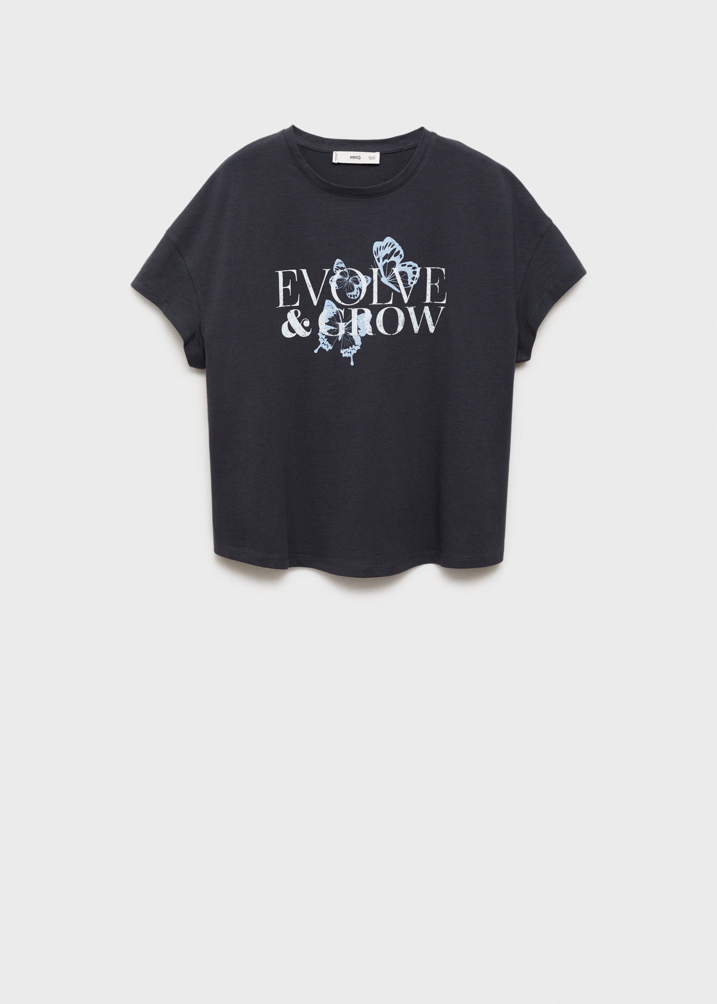 Cotton T-Shirt with Printed Message - Charcoal