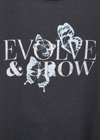 Cotton T-Shirt with Printed Message - Charcoal