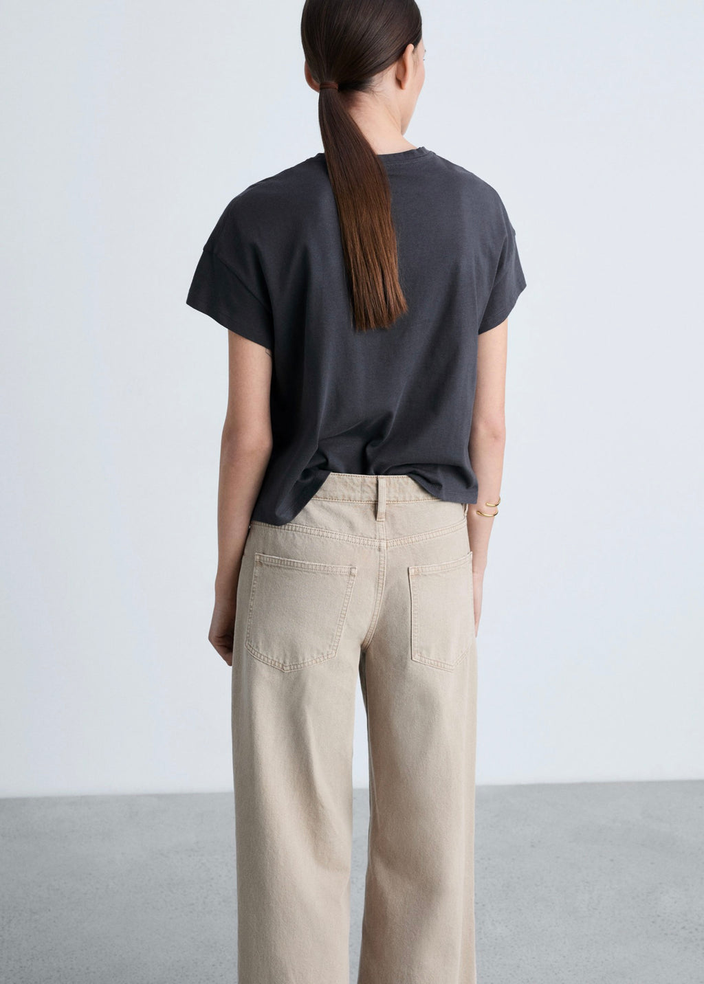 Cotton T-Shirt with Printed Message - Charcoal