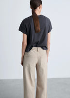 Cotton T-Shirt with Printed Message - Charcoal