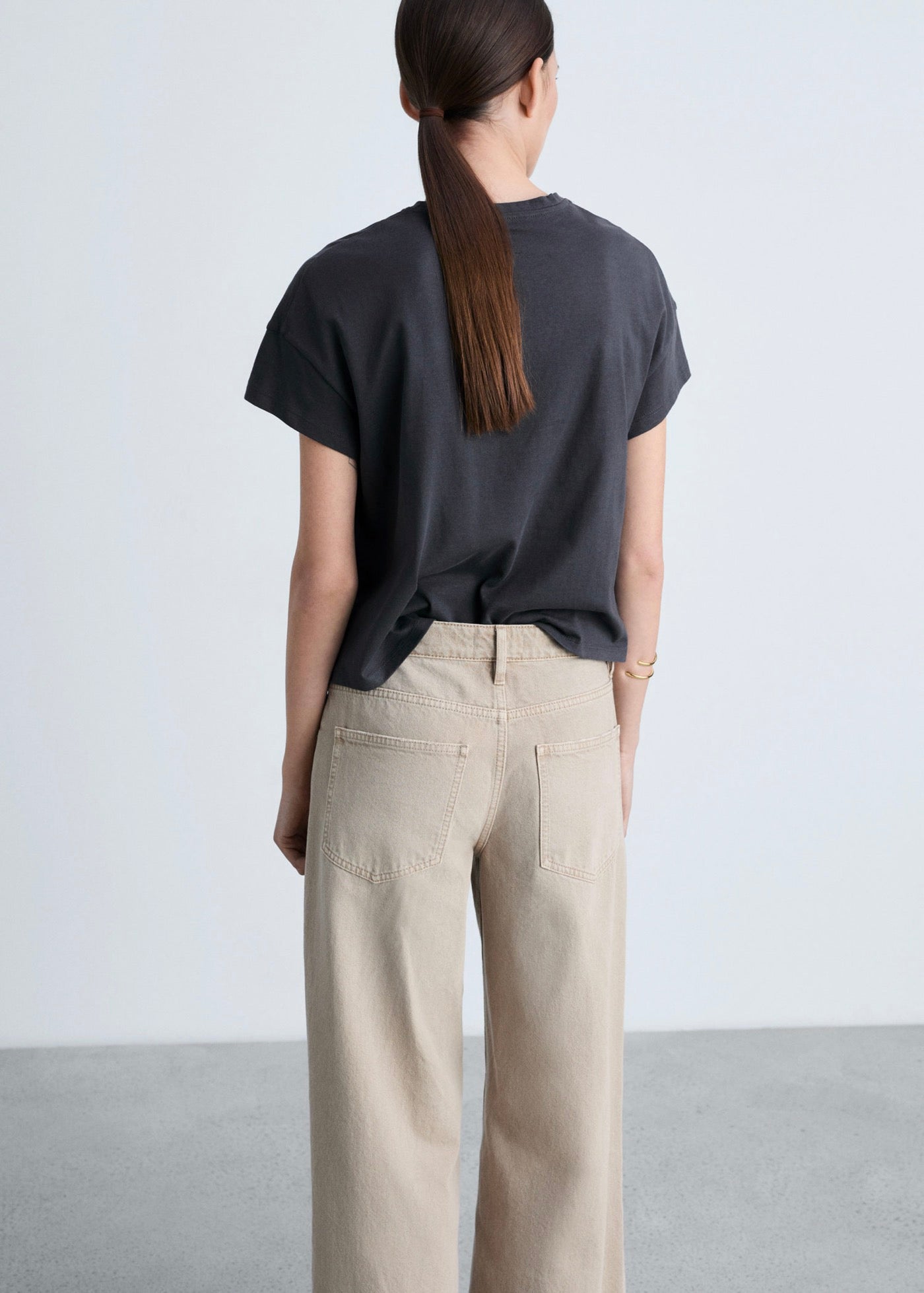 Cotton T-Shirt with Printed Message - Charcoal