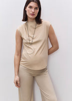 T-Shirt De Grossesse À Col Drapé - Natural